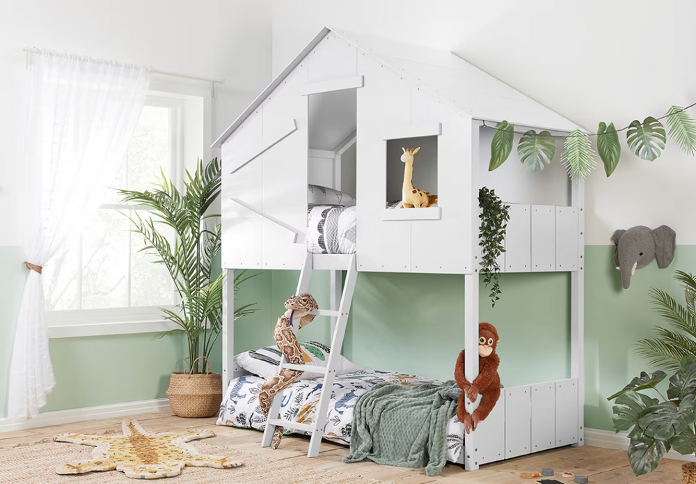 Birlea Safari Wooden Kids Bunk Bed Single White Coated Pine