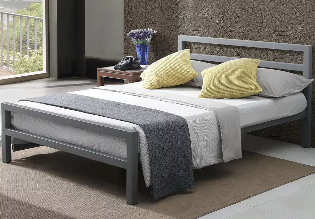 Time Living City Block Bed Frame King Grey