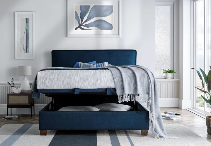 Kaydian Newton Ottoman Bed Frame Deep Ocean Blue