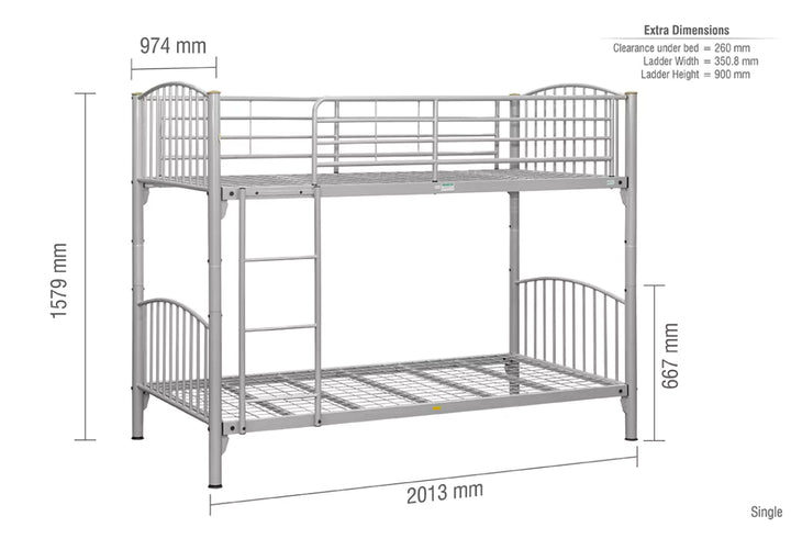 Birlea Corfu Metal Kids Bunk Bed Frame