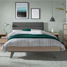 Load image into Gallery viewer, Bentley Brunel Scandi Oak and Dark Grey Upholstered Bed Frame
