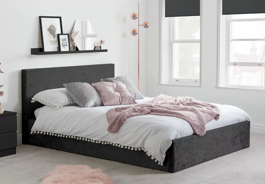 Birlea Berlin Fabric Ottoman Bed Frame Black Crushed Velvet