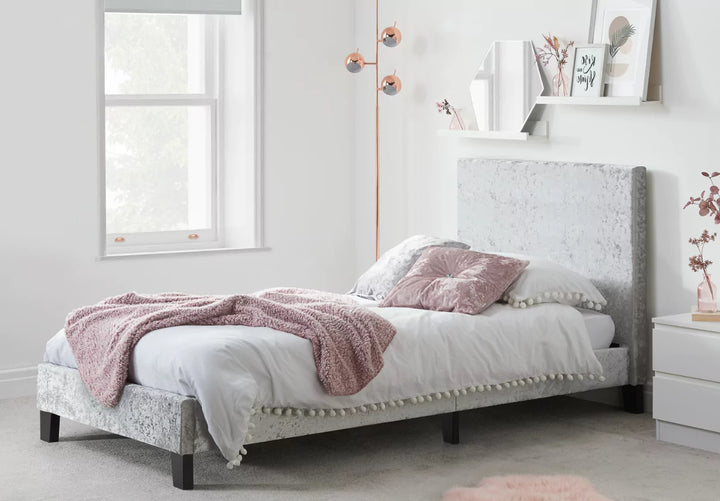 Birlea Berlin Fabric Bed Frame Steel Crushed Velvet