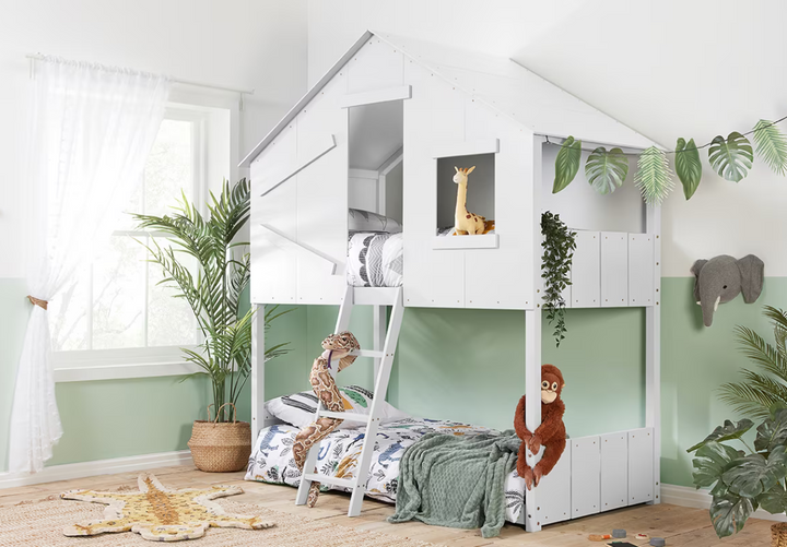 Birlea Safari Wooden Kid's Bunk Bed Single White Coated Pine