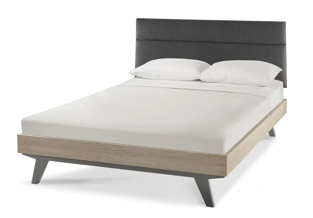 Bentley Brunel Scandi Oak and Dark Grey Upholstered Bed Frame