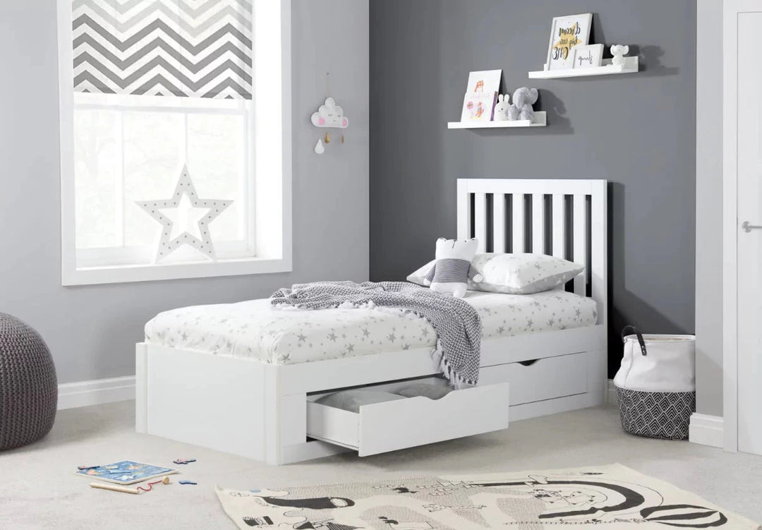 Birlea Appleby Wooden Storage Bed Frame Single White