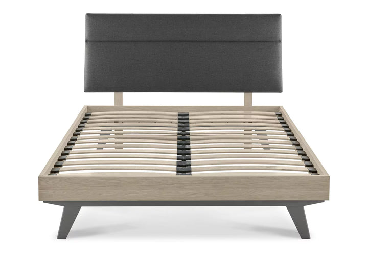 Bentley Brunel Scandi Oak and Dark Grey Upholstered Bed Frame