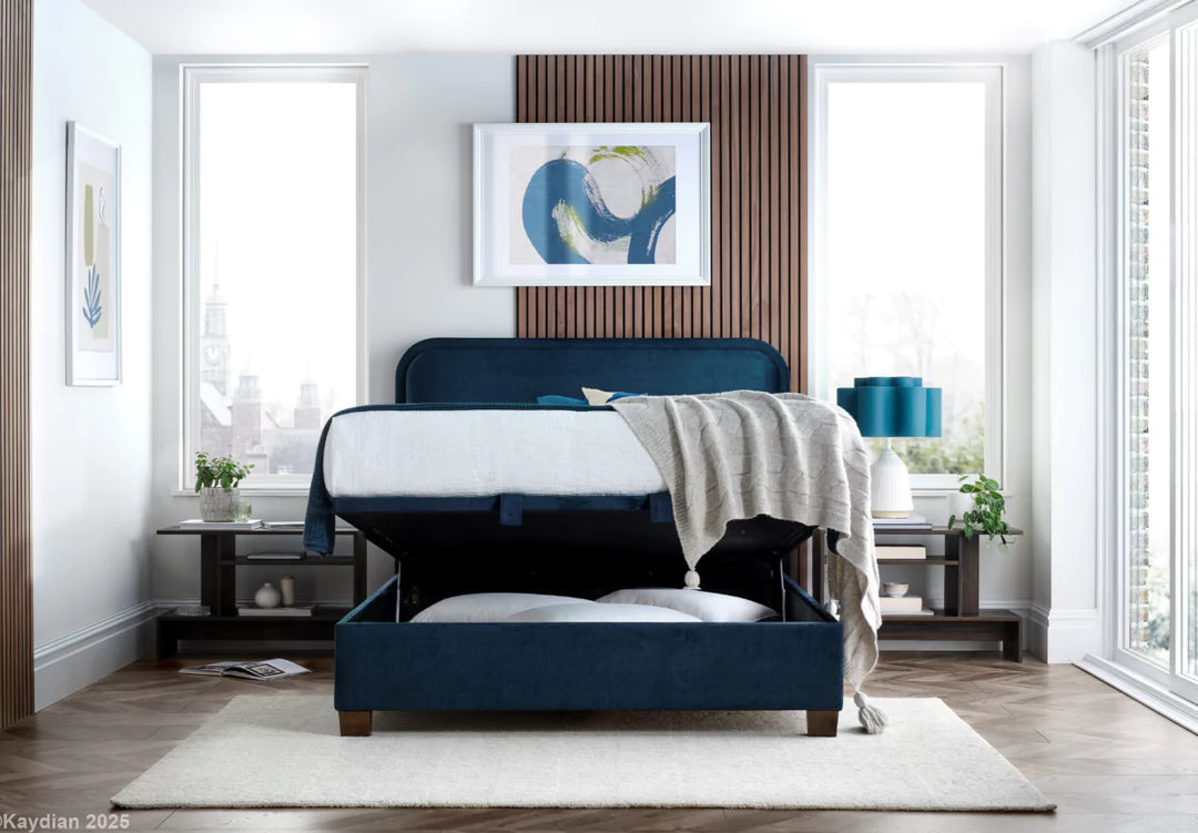 Kaydian Clifton Ottoman Bed Frame Deep Ocean Blue