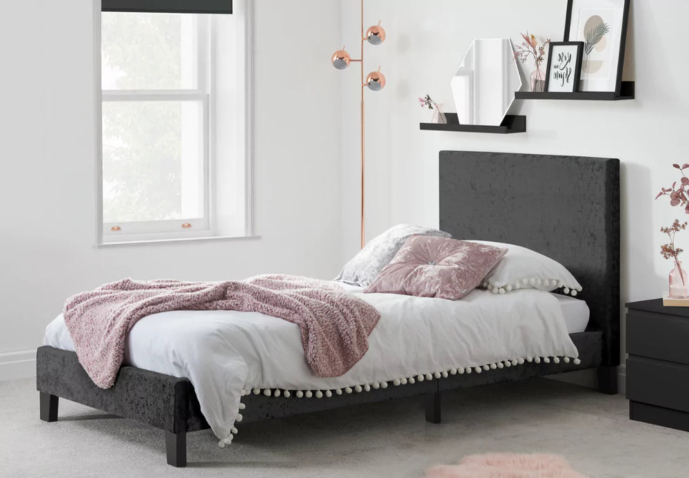 Birlea Berlin Fabric Bed Frame Black Crushed Velvet