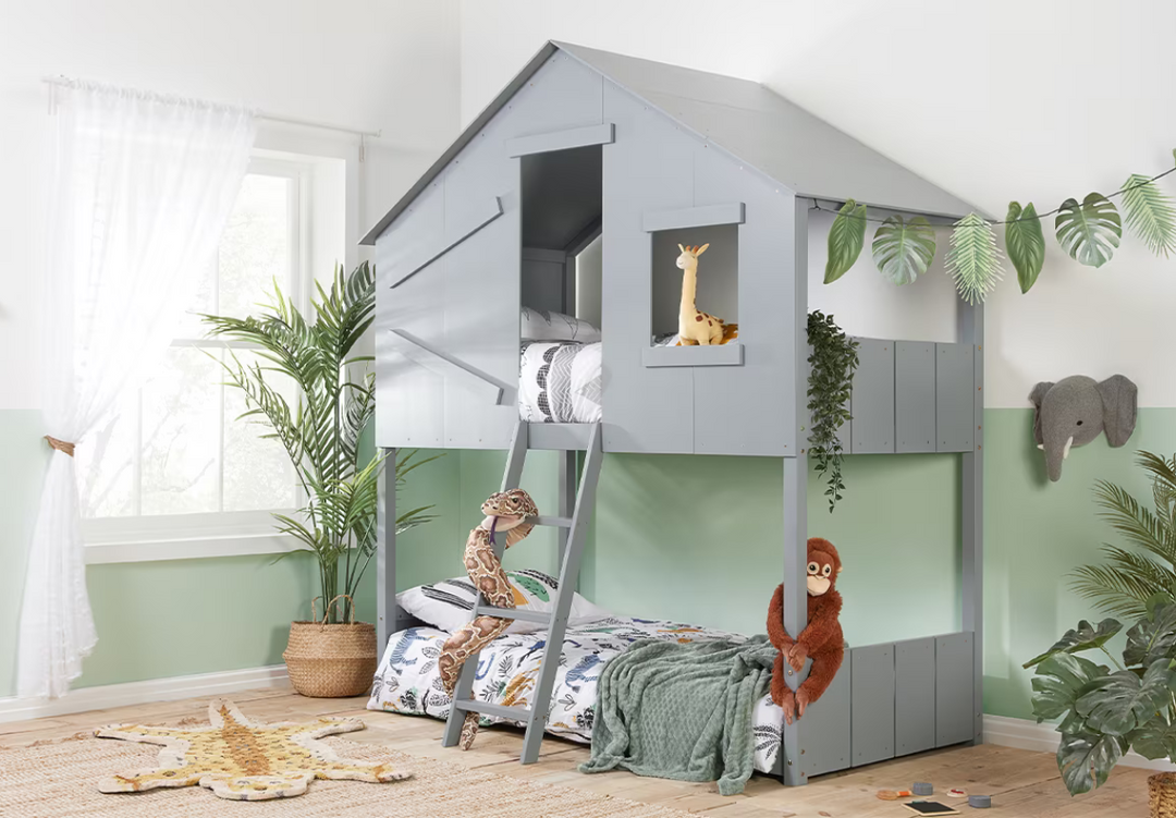 Birlea Safari Wooden Kid's Bunk Bed Single Grey Coated Pine