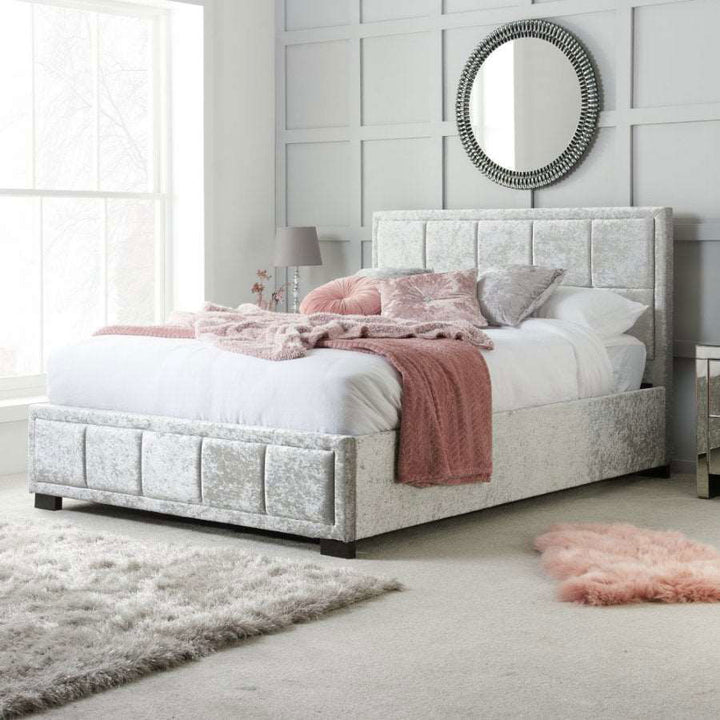 Birlea Hannover Ottoman Bed Frame Steel Crushed Velvet