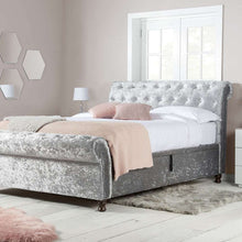 Load image into Gallery viewer, Birlea Castello Ottoman Bed Frame Steel Crushed Velvet

