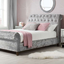 Load image into Gallery viewer, Birlea Castello Bed Frame Steel Crushed Velvet
