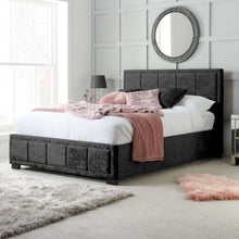 Load image into Gallery viewer, Birlea Hannover Ottoman Bed Frame Black Crushed Velvet
