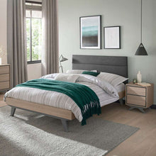 Load image into Gallery viewer, Bentley Brunel Scandi Oak and Dark Grey Upholstered Bed Frame
