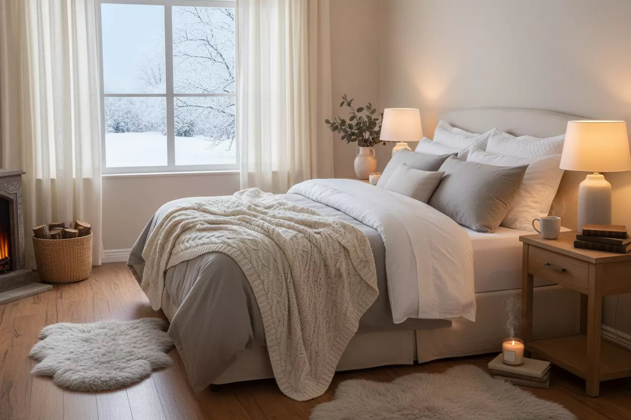 Cosy bedroom in neutral colours