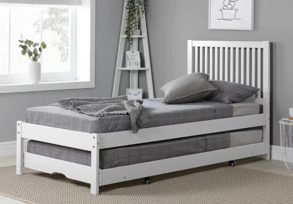 Birlea Buxton Wooden Trundle Bed Frame Single White