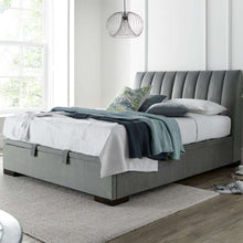 Load image into Gallery viewer, Kaydian Lanchester Ottoman Bed Frame Velvet Plume Pale Grey
