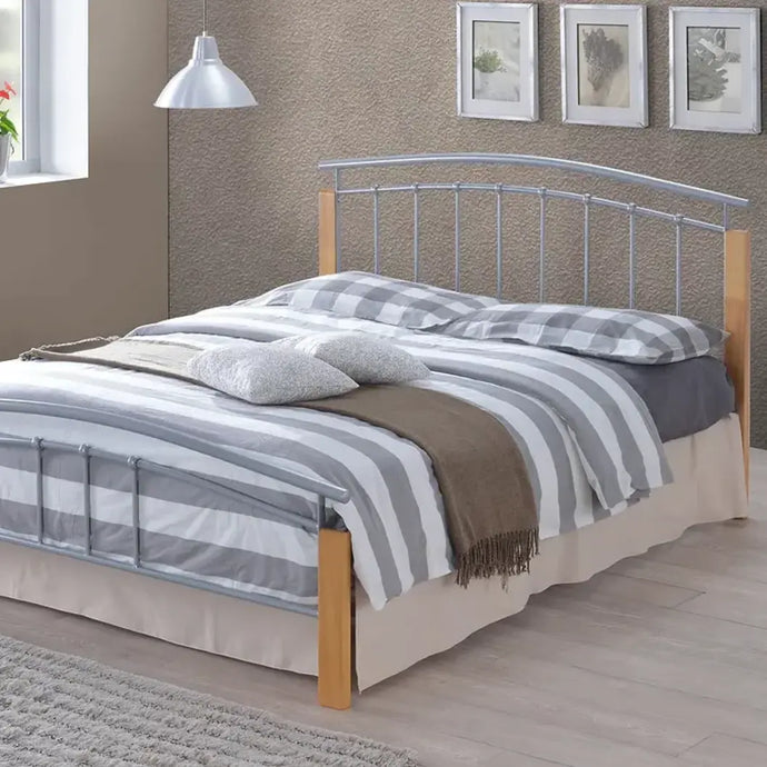 Time Living Tetras Bed Frame Silver Wooden